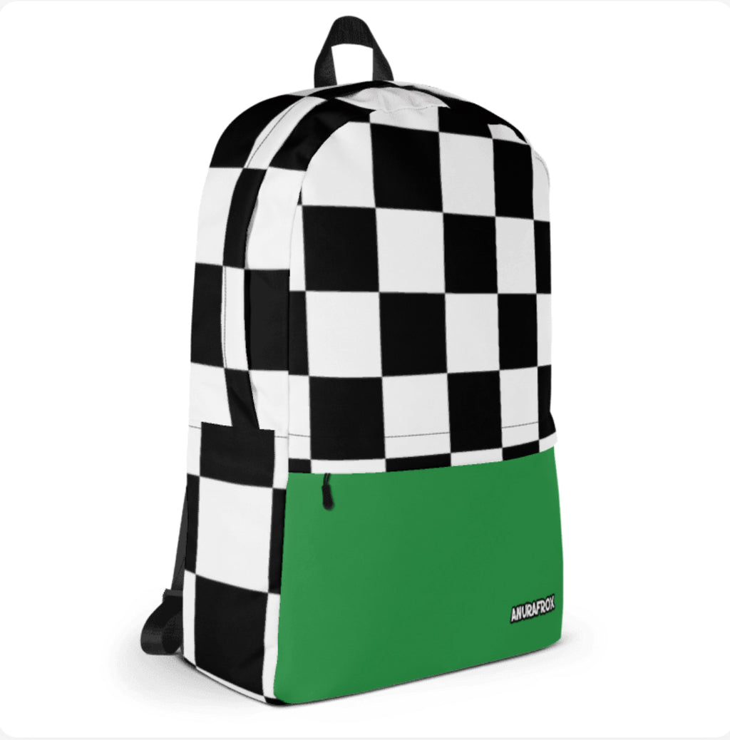 Checkerboard Sport Bookbag White/Black/Green
